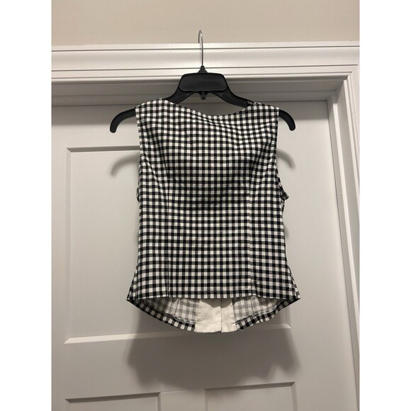 Collectif Pinup Blouse Tank Size Medium Gingham Sweetheart Retro 50s Witchy Goth - Picture 3 of 6
